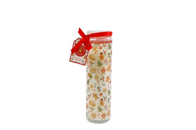 Gingerbread Christmas Glass Tube Candle - 20cm