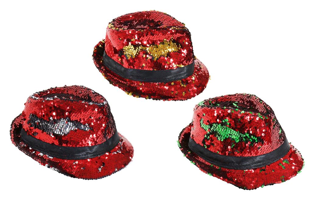 Christmas Reversible Sequins Trilby Hatq