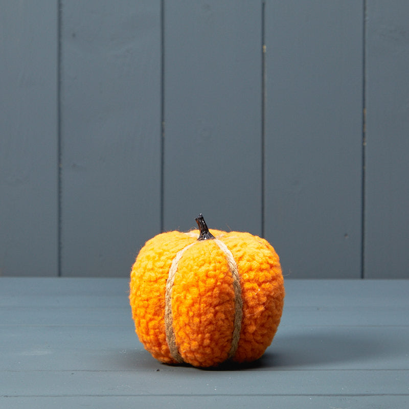 Halloween Light Orange Fabric Pumpkin Decoration - 10cm