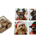 Christmas Dog Enamel Coaster Set of 4