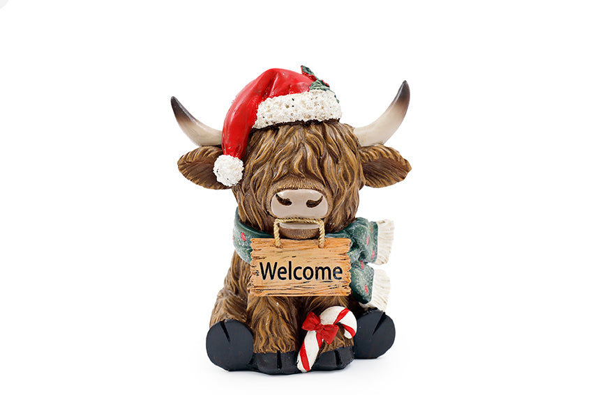 Sitting Highland Cow Christmas Decoration 14cm