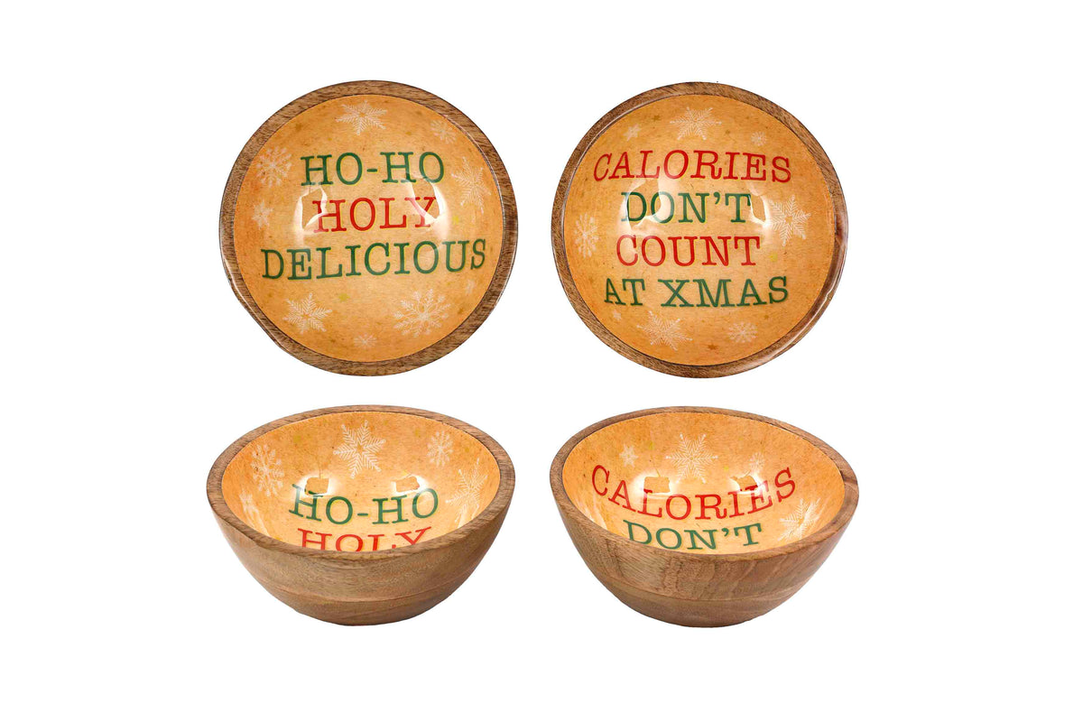 Wooden Christmas Enamel Bowl 17.5cm