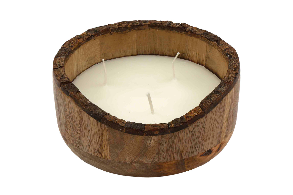 Natural Bark Edge Wooden Candle 17cm
