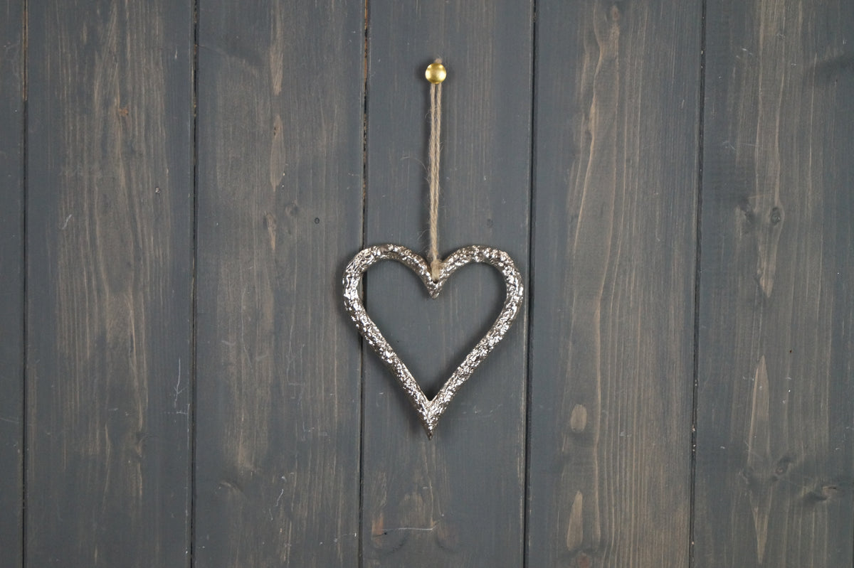 Silver Metal Heart Decoration - 9cm