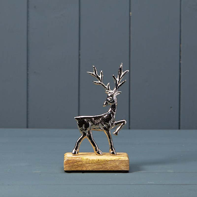 Silver Deer on Base Ornament - 15cm