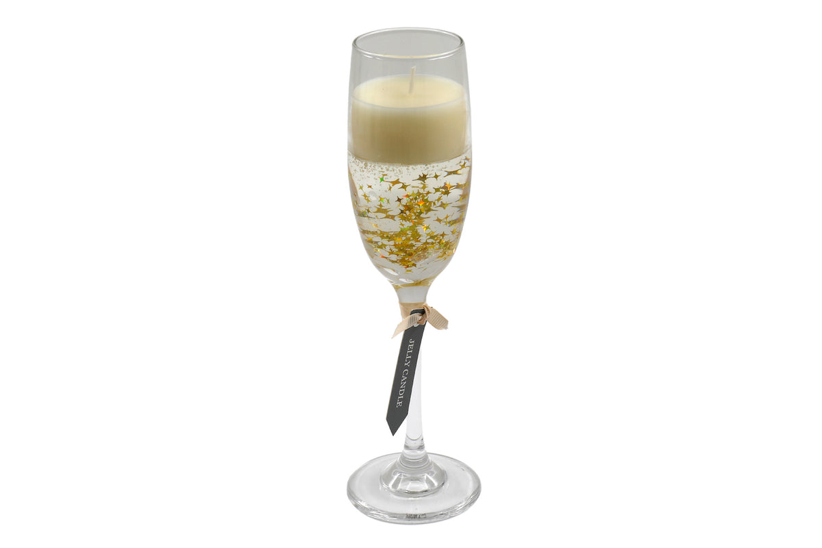 Champagne Glass Gold Confetti Jelly Candle - 22.5cm