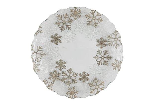Gold Snowflake on Glass Plate 30.5cm