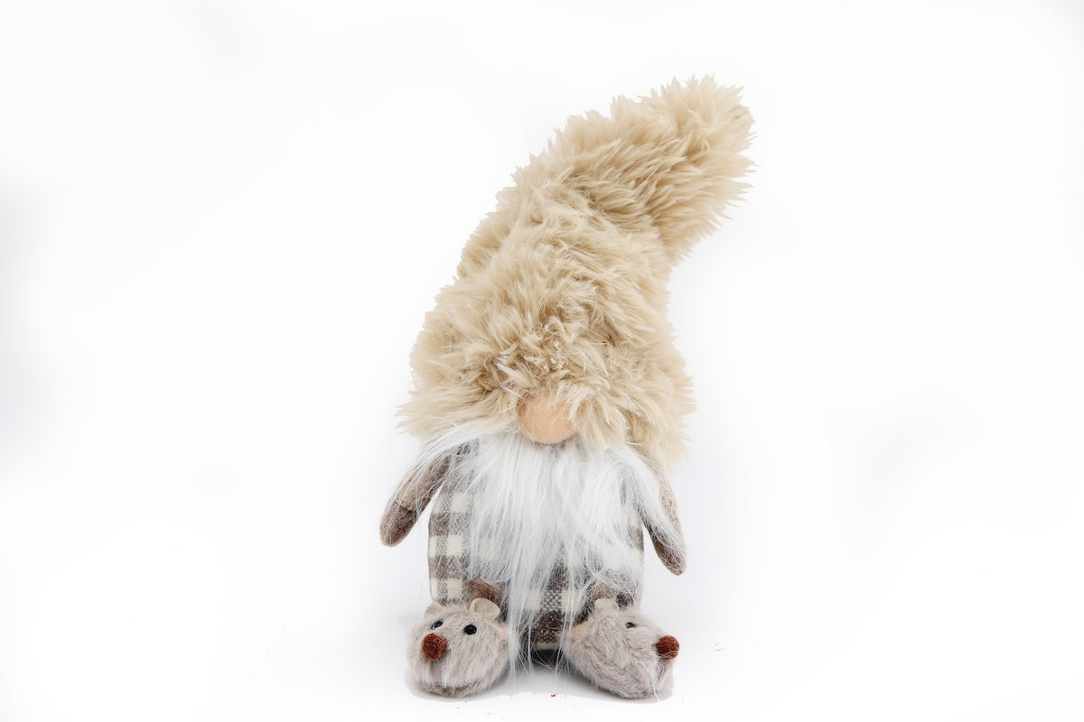 Adorable Beige Festive Christmas Gonk with Reindeer Slippers - 36cm