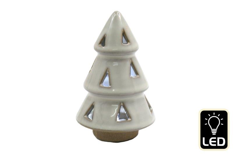 Light Up LED Ceramic Cut Out Christmas Tree Decoration - 12cm