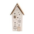 Tall Light Up LED White Ceramic House Christmas Decoration - 18cm