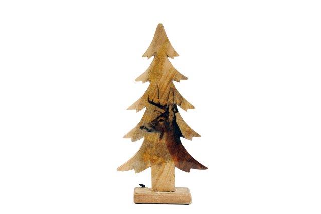Wooden Christmas Tree with Deer Detail 31cm