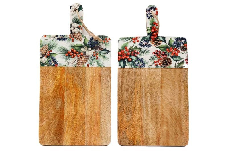 50cm Enamel Wooden Christmas Berries Chopping Board
