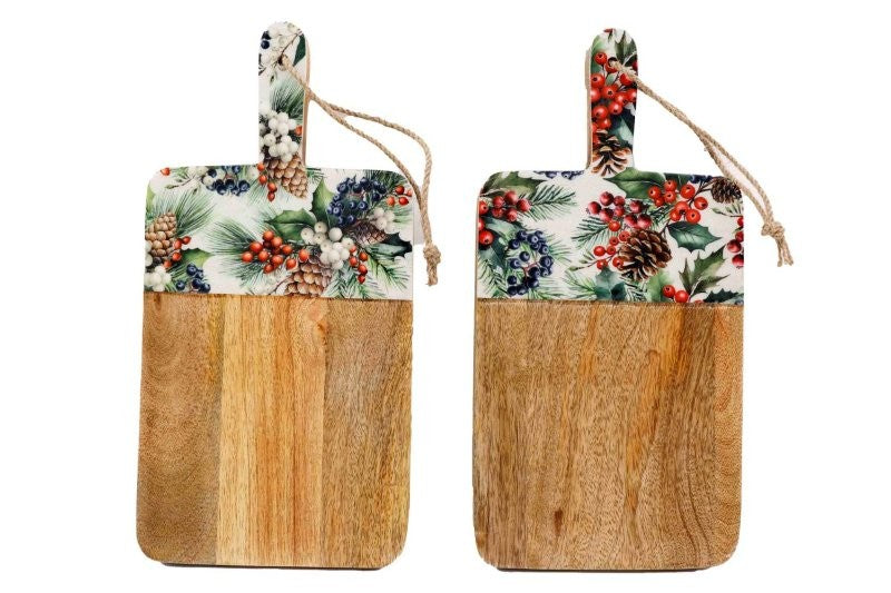 30cm Enamel Wooden Christmas Berries Chopping Board