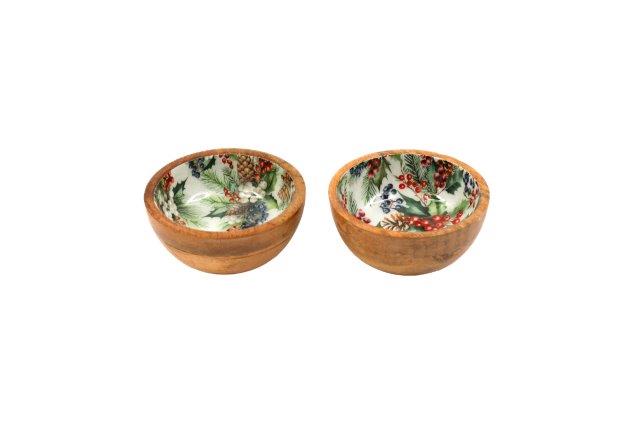 Wooden Christmas Enamel Bowl 11cm