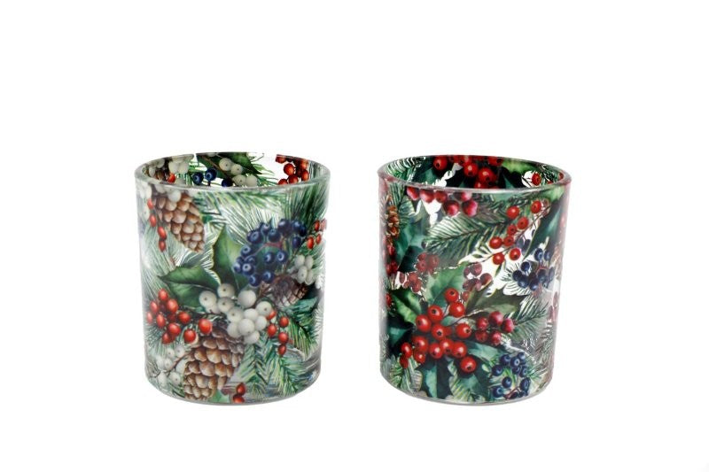 Winter Berries Candle Holder 7x8cm
