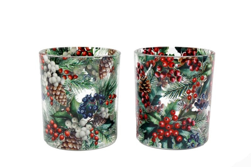 Winter Berries Candle Holder 8x10cm