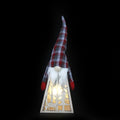 Large 39cm Light Up LED Red Tartan Hat Christmas Gonk Santa with Wooden Winter Scene