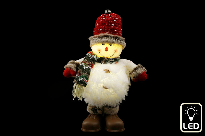 Large Standing Light Up LED Snowman with Winter Clothes - 56cm