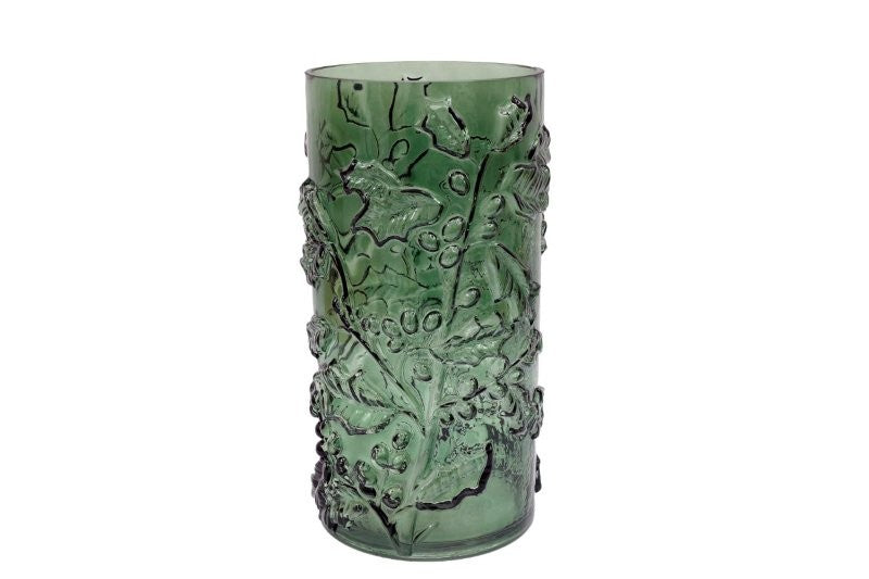 Winter Holly Patterned Embossed Vase 30cm