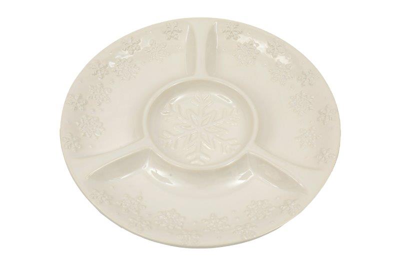Snowflake Chips & Dip Design Christmas Party Plate - 34.4cm
