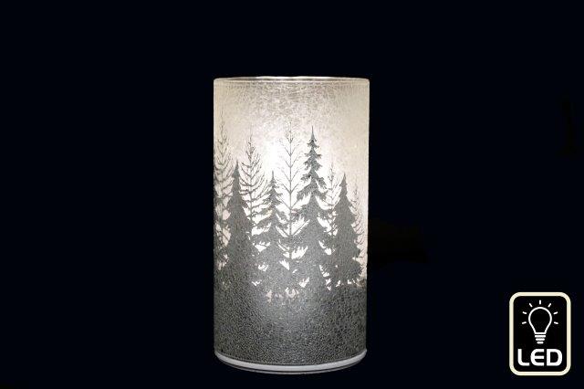LED Glass Frosted Rotating Forest Decoration 16cm