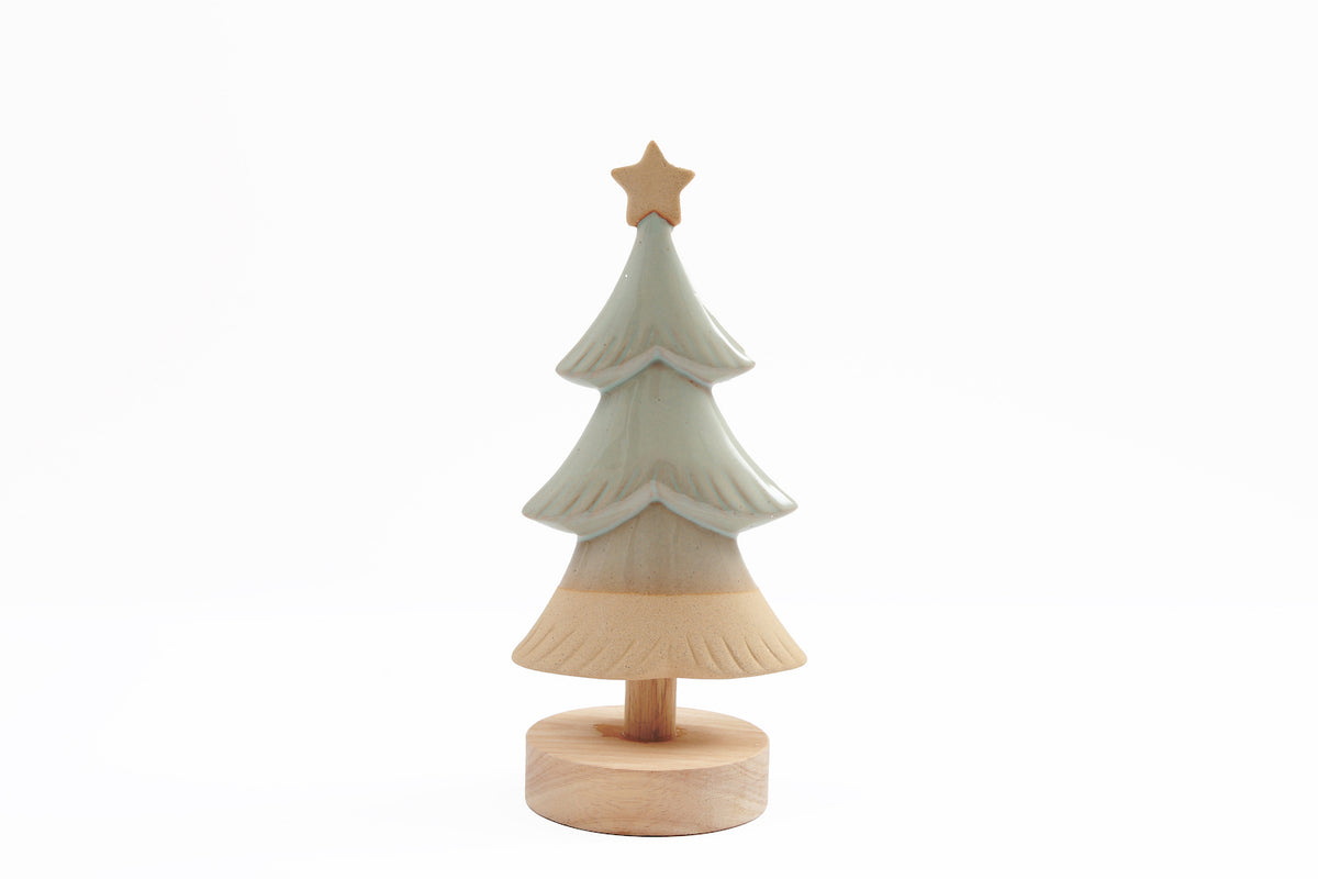 Ceramic Small Christmas Tree with Star Decoration - 24cm