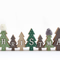 Green & Grey Wooden Tree Christmas Sign with Wooly Hats - 40cm