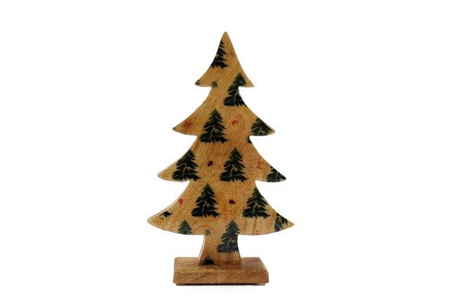 Wooden Gloss Coated Design Christmas Tree - 26cm