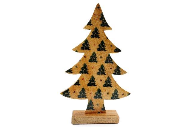 Wooden Gloss Coated Design Christmas Tree - 37cm