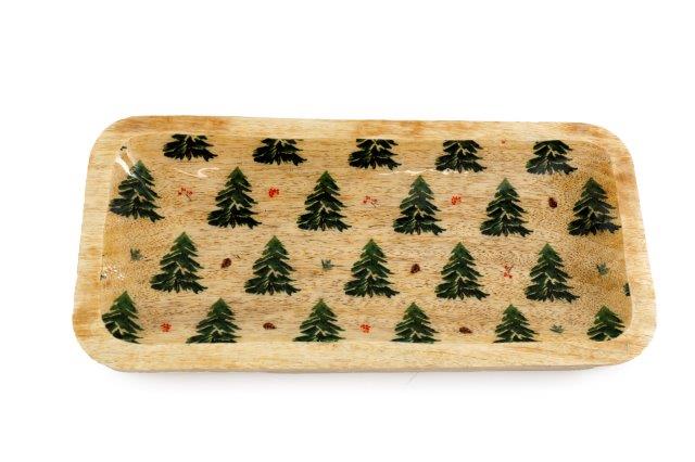 Wooden Christmas Tree Design Tray - 31.5cm