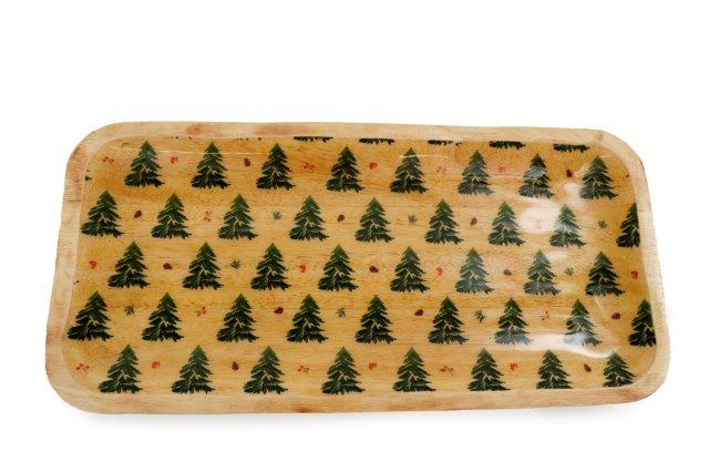 Wooden Christmas Tree Design Tray - 46cm