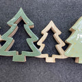 Pale Green Wooden Christmas Trees in Row Decoration - 30cm