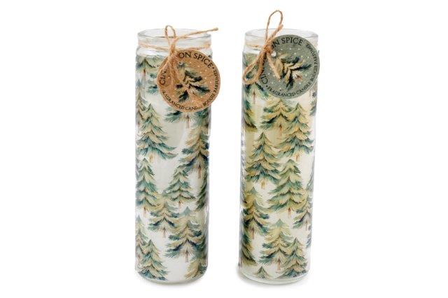 Winter Forest Christmas Glass Tube Candle - 20cm
