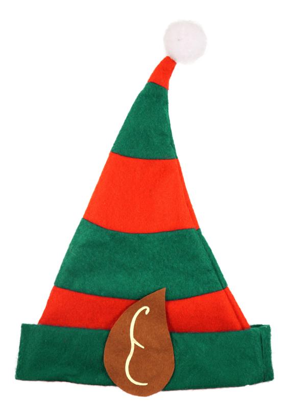 Christmas Elf Striped Green & Red Hat with Ears
