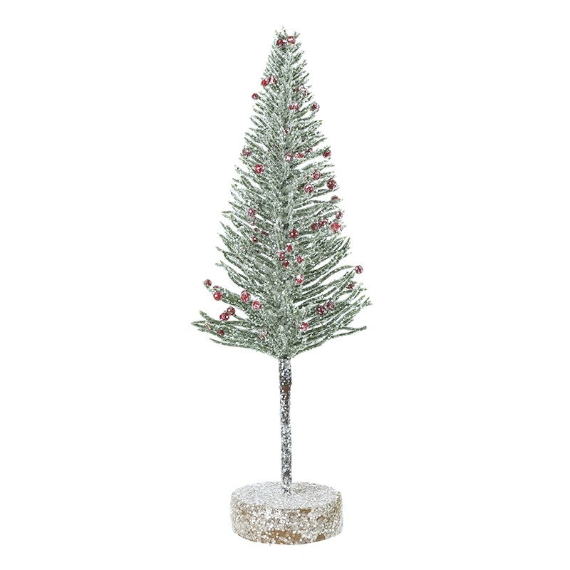 Green Brush Tree with Red Berries - 27cm