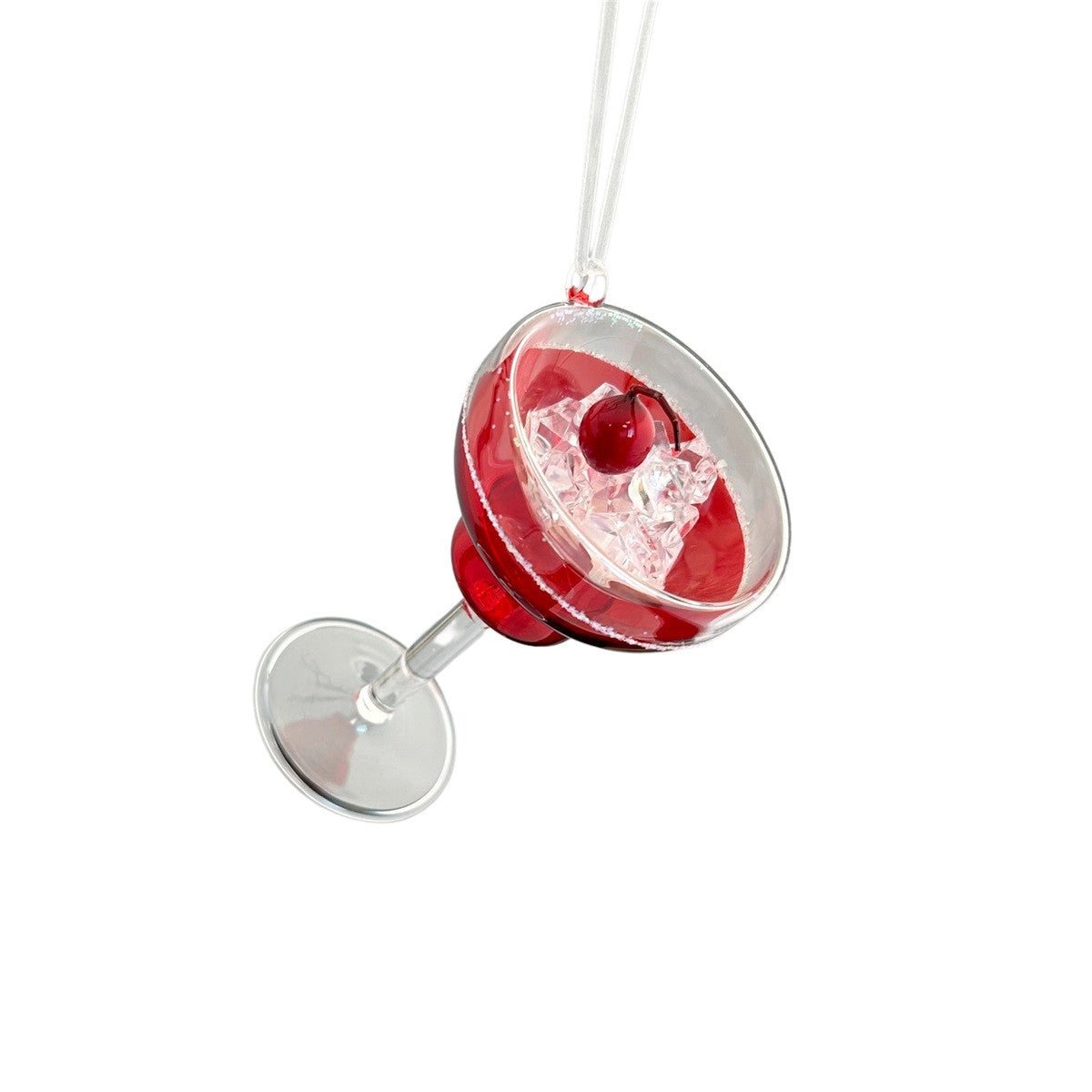 Glass Cocktail with Cherry & Ice Christmas Bauble