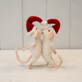 Pair of Festive Kissing Felt Mice