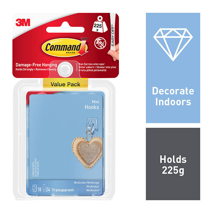 Command 18 Mini Hooks - Value Pack of 18