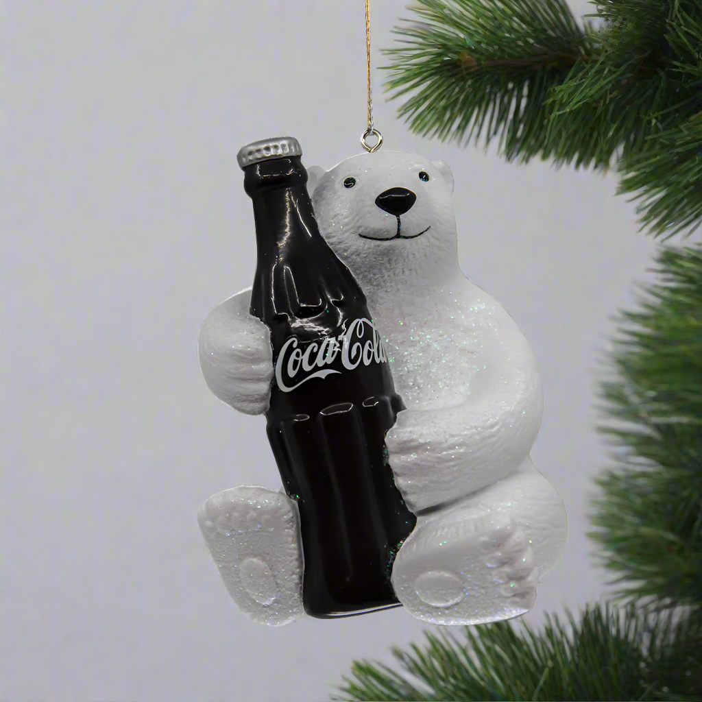 Coca-Cola Polar Bear with Bottle Christmas Bauble