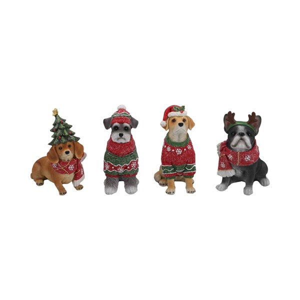 Christmas Dog Ornament with Santa Hat - Single