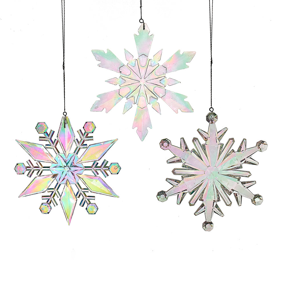 X-Large Iridescent Opalescent Snowflake Christmas Tree Bauble - Single