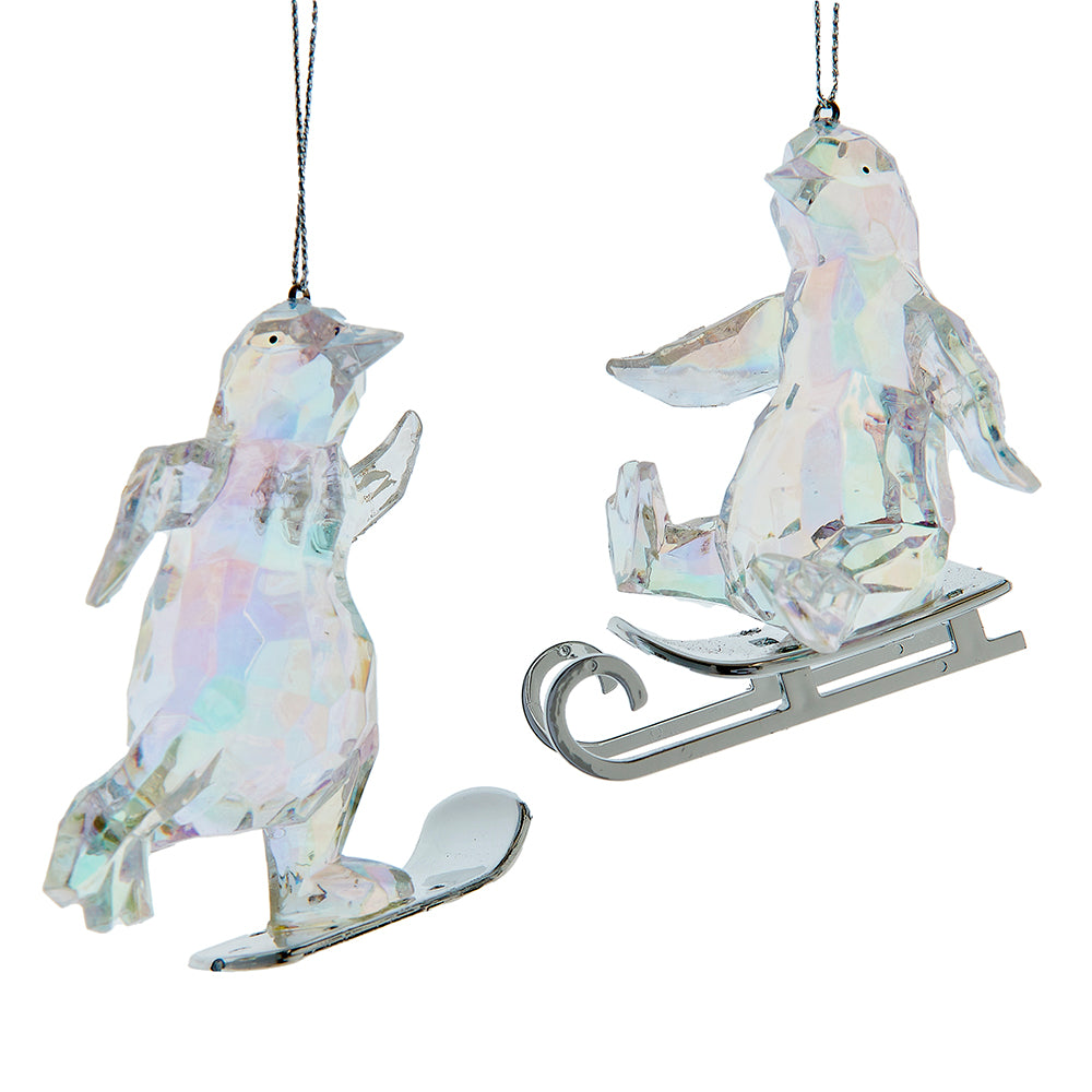 Iridescent Opalescent Penguin Christmas Tree Bauble - Single