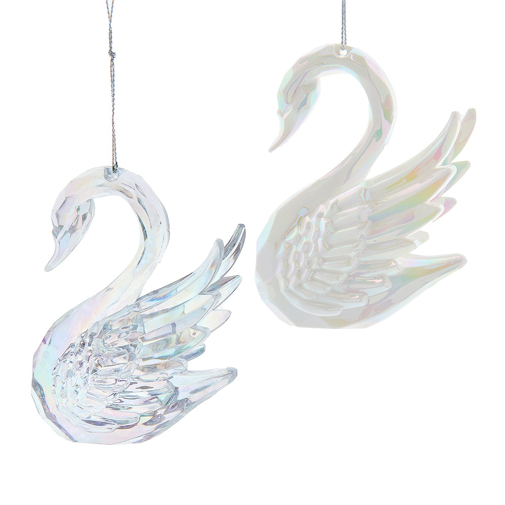 Iridescent Opalescent Swan Christmas Tree Bauble - Single