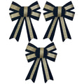 Black & Gold Velour Bows Set of 3 - 13cm