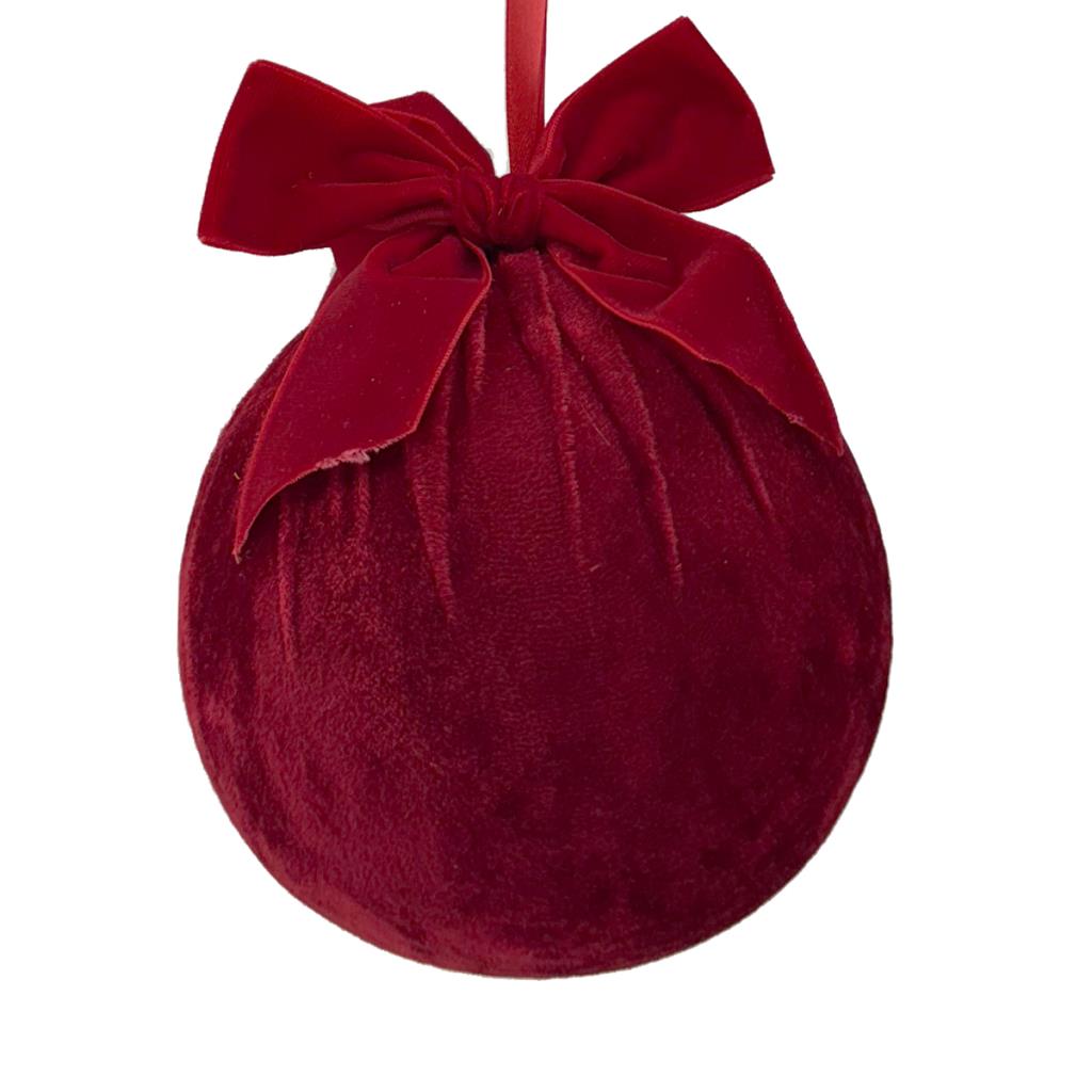 XX-Large Red Velvet with Bow Christmas Bauble - 15cm