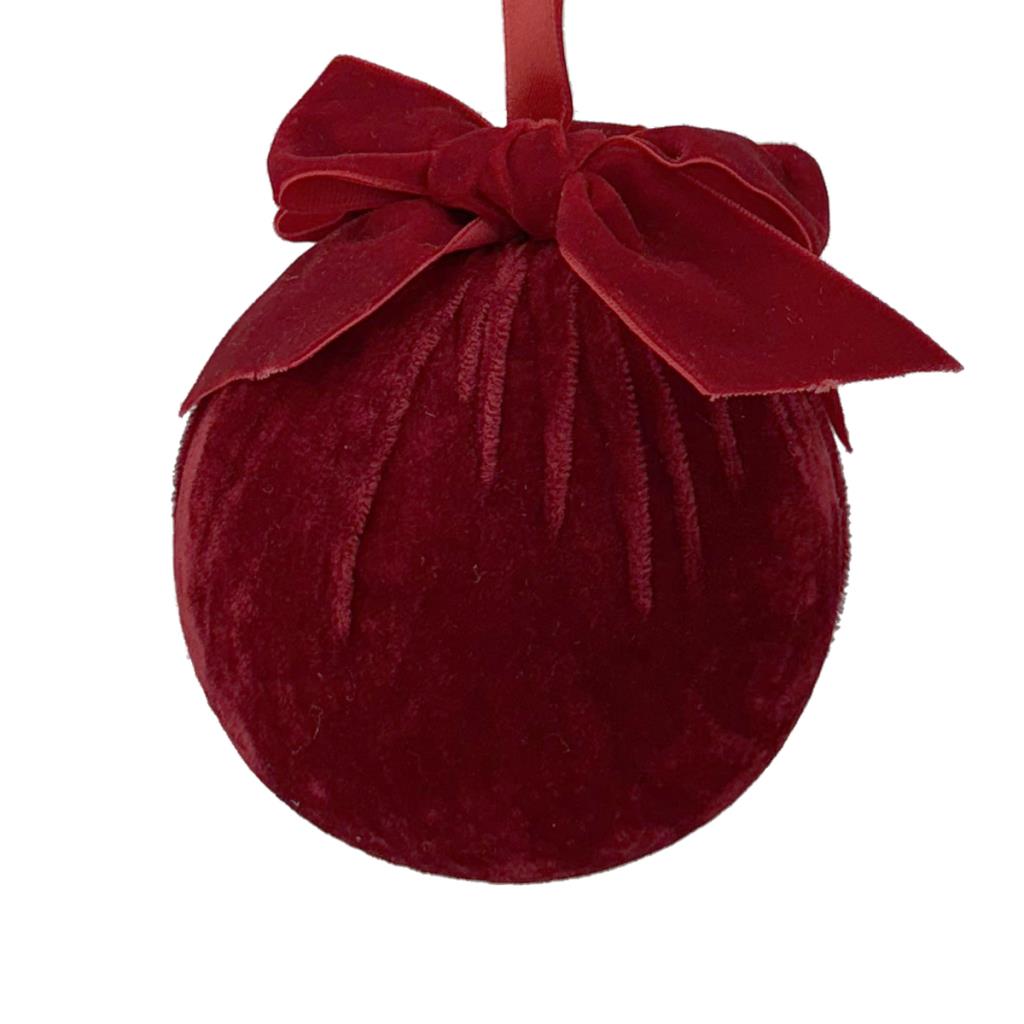 X-Large Red Velvet with Bow Christmas Bauble - 12cm