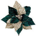 Dark Green & Gold Velvet Glam Flower - 29cm