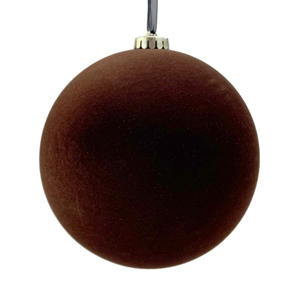 X-Large Brown Plain Flocked Velvet Bauble - 15cm