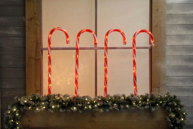 X-Large Red & White Candy Cane Path Lights 62cm - Set of 4