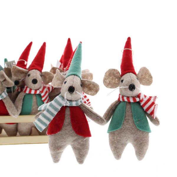 19cm Christmas Dress Mouse with Scarf - Single